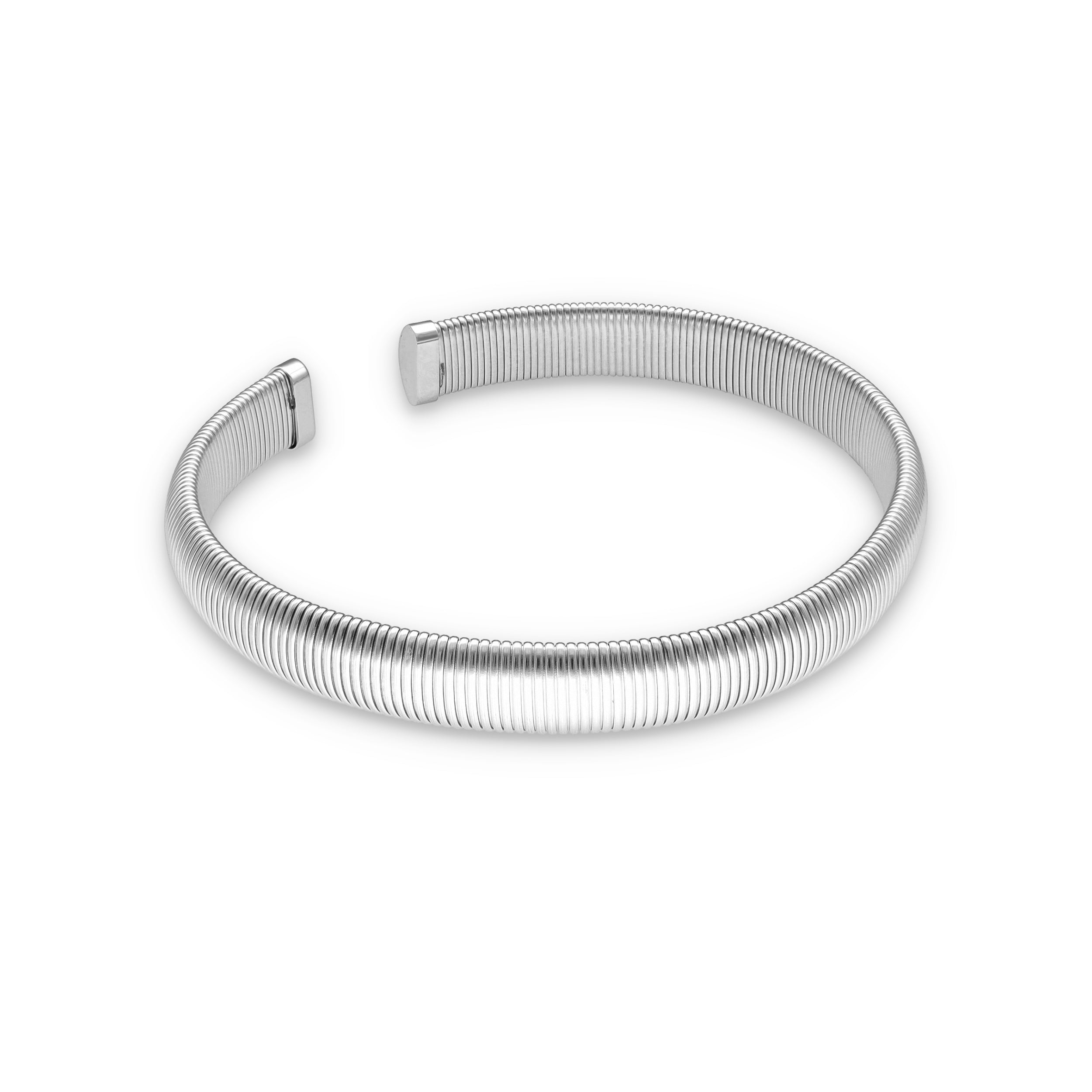 Halsreif, Höhe 16 mm, geriffelte Optik, Edelstahl, silber, von Schmucktick.